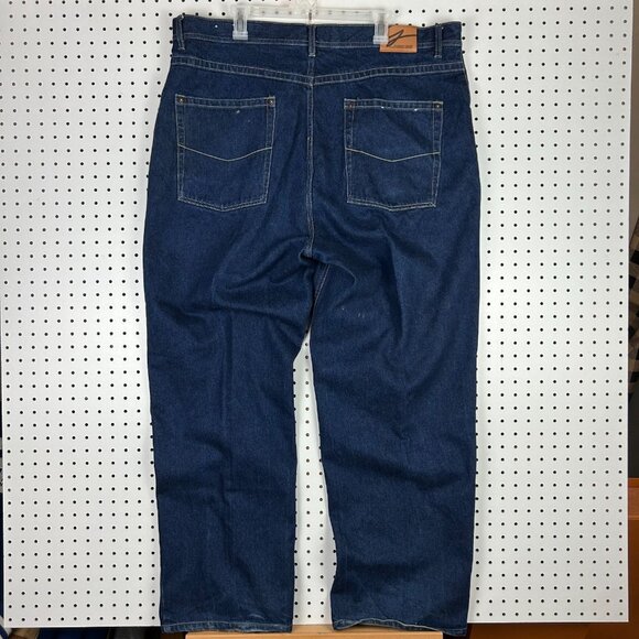 GodBody 90s Hip Hop Jeans 42x32 Baggy Wide Leg Streetwear Skate Riveted Denim - Picture 1 of 7